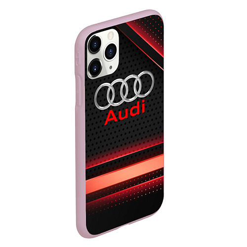 Чехол iPhone 11 Pro матовый Audi абстракция карбон / 3D-Розовый – фото 2