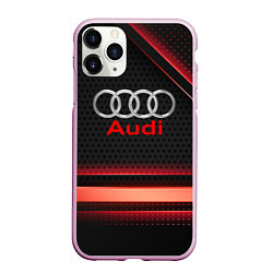 Чехол iPhone 11 Pro матовый Audi абстракция карбон, цвет: 3D-розовый