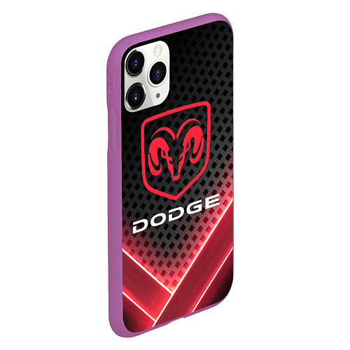 Чехол iPhone 11 Pro матовый Dodge карбон / 3D-Фиолетовый – фото 2