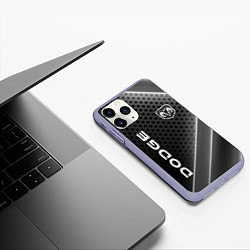 Чехол iPhone 11 Pro матовый Dodge Абстракция карбон, цвет: 3D-светло-сиреневый — фото 2