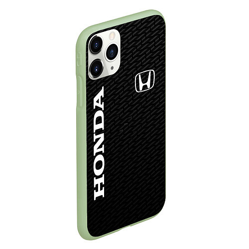 Чехол iPhone 11 Pro матовый Honda карбон / 3D-Салатовый – фото 2