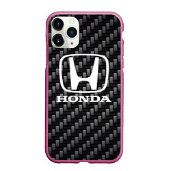 Чехол iPhone 11 Pro матовый Honda абстракция карбон, цвет: 3D-малиновый