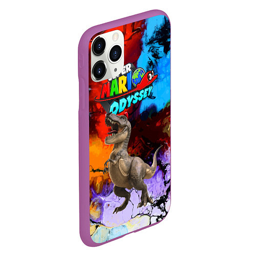 Чехол iPhone 11 Pro матовый Super Mario Odyssey - Dinosaur - Nintendo / 3D-Фиолетовый – фото 2