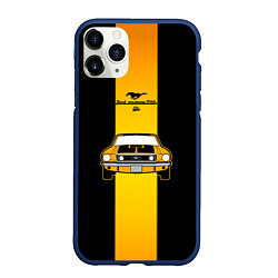 Чехол iPhone 11 Pro матовый Авто ford mustang, цвет: 3D-тёмно-синий