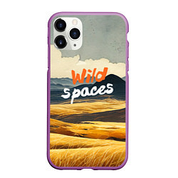 Чехол iPhone 11 Pro матовый Wild spaces - акварельный пейзаж, цвет: 3D-фиолетовый