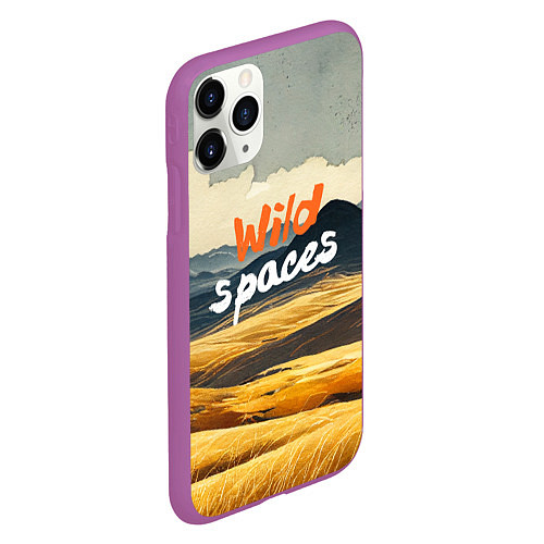 Чехол iPhone 11 Pro матовый Wild spaces - акварельный пейзаж / 3D-Фиолетовый – фото 2