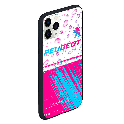 Чехол iPhone 11 Pro матовый Peugeot neon gradient style: символ сверху / 3D-Черный – фото 2