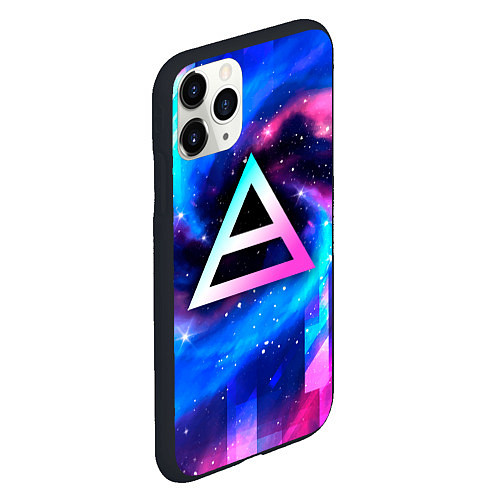 Чехол iPhone 11 Pro матовый Thirty Seconds to Mars неоновый космос / 3D-Черный – фото 2