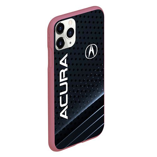 Чехол iPhone 11 Pro матовый Acura карбон / 3D-Малиновый – фото 2