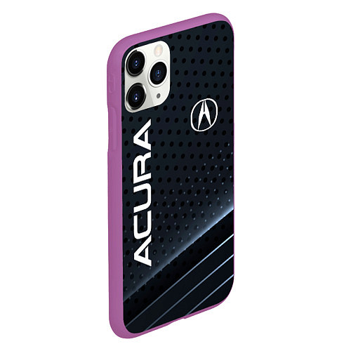 Чехол iPhone 11 Pro матовый Acura карбон / 3D-Фиолетовый – фото 2