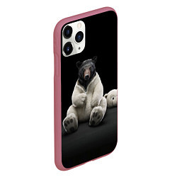 Чехол iPhone 11 Pro матовый Медведь в костюме ростовой куклы, цвет: 3D-малиновый — фото 2