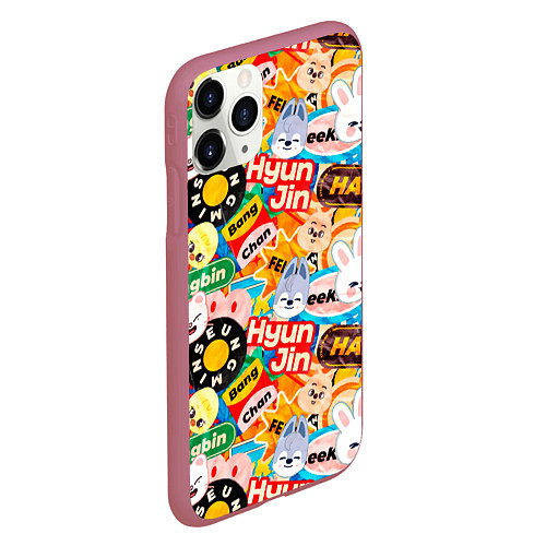 Чехол iPhone 11 Pro матовый Skzoo stickers characters / 3D-Малиновый – фото 2