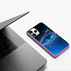 Чехол iPhone 11 Pro матовый Цифровой глаз, цвет: 3D-фиолетовый — фото 2