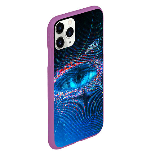 Чехол iPhone 11 Pro матовый Цифровой глаз / 3D-Фиолетовый – фото 2