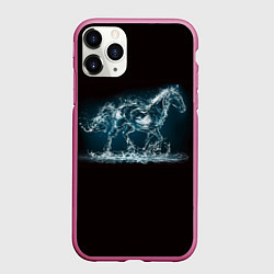 Чехол iPhone 11 Pro матовый Лошадь из водяных капель, цвет: 3D-малиновый