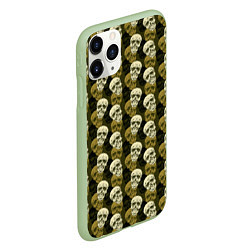 Чехол iPhone 11 Pro матовый Милитари улыбающиеся черепа, цвет: 3D-салатовый — фото 2