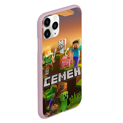 Чехол iPhone 11 Pro матовый Семен Minecraft / 3D-Розовый – фото 2