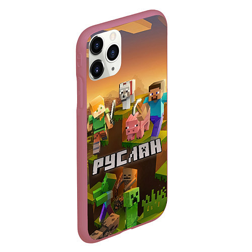 Чехол iPhone 11 Pro матовый Руслан Minecraft / 3D-Малиновый – фото 2