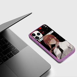 Чехол iPhone 11 Pro матовый Макима человек бензопила - Манга, цвет: 3D-фиолетовый — фото 2