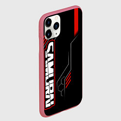 Чехол iPhone 11 Pro матовый Samurai - Красный техно - Киберпанк, цвет: 3D-малиновый — фото 2