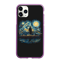 Чехол iPhone 11 Pro матовый Звездная Ночь пародия, цвет: 3D-фиолетовый