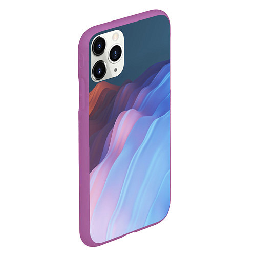 Чехол iPhone 11 Pro матовый Волнообразные абстрактные субстанции / 3D-Фиолетовый – фото 2