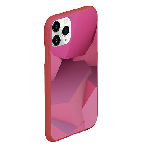 Чехол iPhone 11 Pro матовый Розовые геометрические фигуры / 3D-Красный – фото 2