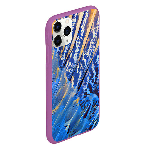 Чехол iPhone 11 Pro матовый Перьевой паттерн - авангард / 3D-Фиолетовый – фото 2