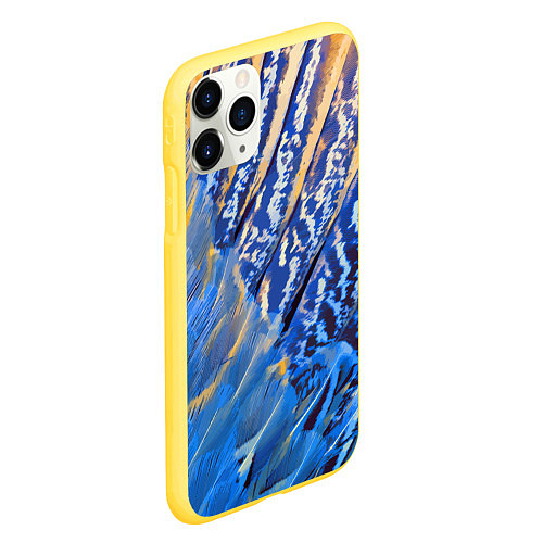 Чехол iPhone 11 Pro матовый Перьевой паттерн - авангард / 3D-Желтый – фото 2