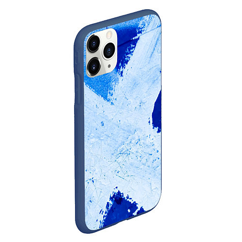 Чехол iPhone 11 Pro матовый Белый крест на синем фоне / 3D-Тёмно-синий – фото 2