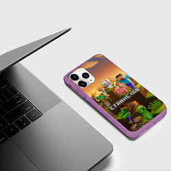 Чехол iPhone 11 Pro матовый Станислав Minecraft, цвет: 3D-фиолетовый — фото 2