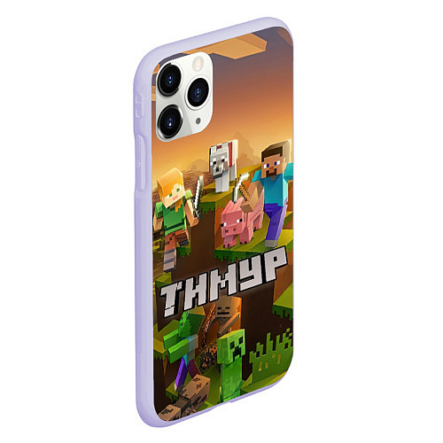 Чехол iPhone 11 Pro матовый Тимур Minecraft / 3D-Светло-сиреневый – фото 2