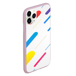 Чехол iPhone 11 Pro матовый Разноцветные круги и полосы, цвет: 3D-розовый — фото 2