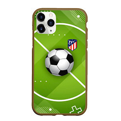 Чехол iPhone 11 Pro матовый Atletico madrid Мяч, цвет: 3D-коричневый