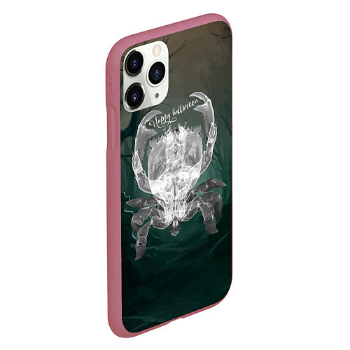 Чехол iPhone 11 Pro матовый Happy Halloween - Crab / 3D-Малиновый – фото 2