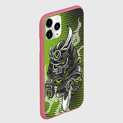 Чехол iPhone 11 Pro матовый Неоновый самурай-воин, цвет: 3D-малиновый — фото 2