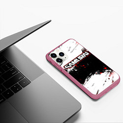 Чехол iPhone 11 Pro матовый Samurai - cyberpunk 2077 - Белый краски, цвет: 3D-малиновый — фото 2