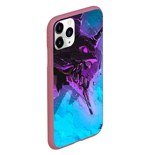 Чехол iPhone 11 Pro матовый Neon Genesis Evangelion - Eva 01 / 3D-Малиновый – фото 2