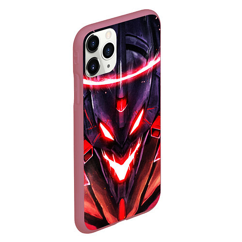 Чехол iPhone 11 Pro матовый Evangelion: Eva 01 / 3D-Малиновый – фото 2