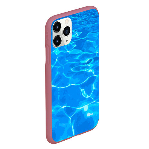 Чехол iPhone 11 Pro матовый Абстрактные волны бассейна - текстура / 3D-Малиновый – фото 2