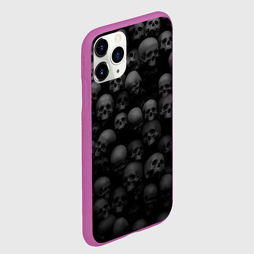 Чехол iPhone 11 Pro матовый Композиция из черепов - Dark / 3D-Фиолетовый – фото 2