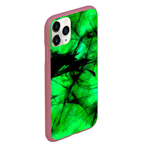 Чехол iPhone 11 Pro матовый Зеленый фантом / 3D-Малиновый – фото 2