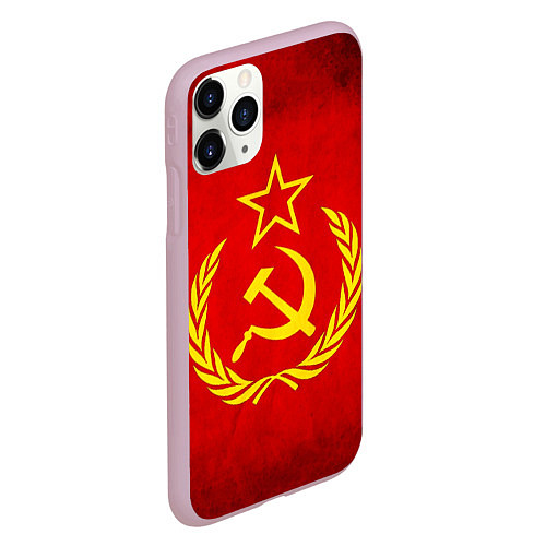 Чехол iPhone 11 Pro матовый СССР - старый флаг / 3D-Розовый – фото 2