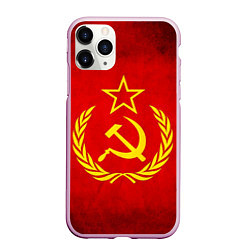 Чехол iPhone 11 Pro матовый СССР - старый флаг, цвет: 3D-розовый