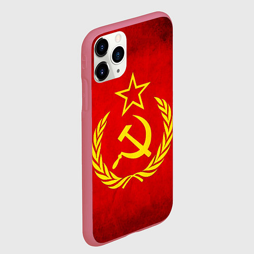 Чехол iPhone 11 Pro матовый СССР - старый флаг / 3D-Малиновый – фото 2