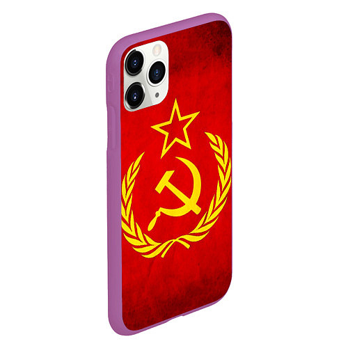 Чехол iPhone 11 Pro матовый СССР - старый флаг / 3D-Фиолетовый – фото 2