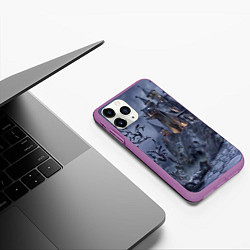 Чехол iPhone 11 Pro матовый Старый заброшенный замок - Halloween, цвет: 3D-фиолетовый — фото 2