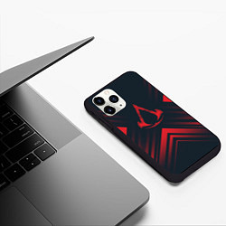 Чехол iPhone 11 Pro матовый Красный символ Assassins Creed на темном фоне со с, цвет: 3D-черный — фото 2