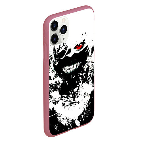 Чехол iPhone 11 Pro матовый Tokyo Ghoul Kaneki Ken paint / 3D-Малиновый – фото 2