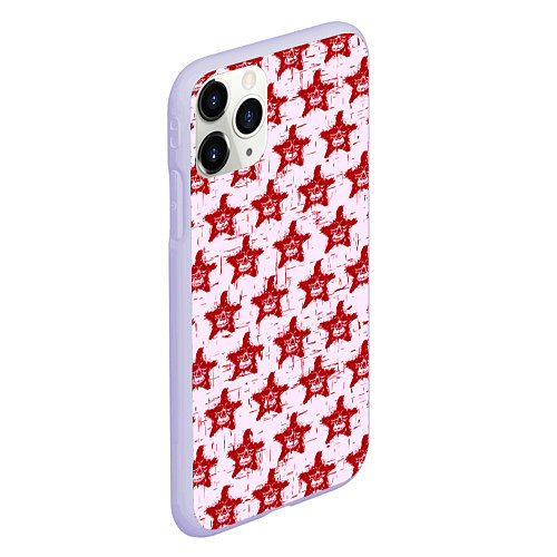 Чехол iPhone 11 Pro матовый Череп и звезда / 3D-Светло-сиреневый – фото 2